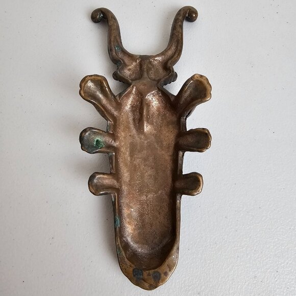 Solid Cast Brass Beetle Boot Cast/Door Stop Vintage Heavy Decor 10" Bug - Picture 4 of 7
